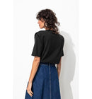 T-shirt à Épaulettes Femme - Noir Uni Fonce