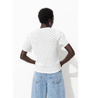T-shirt Effet Dentelle Femme - Naturel Uni Clair