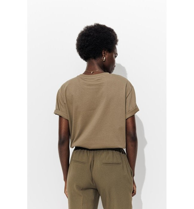 T-shirt Coeur Femme - Kaki Uni Fonce
