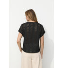 T-shirt Broderie Anglaise - Noir Uni Fonce