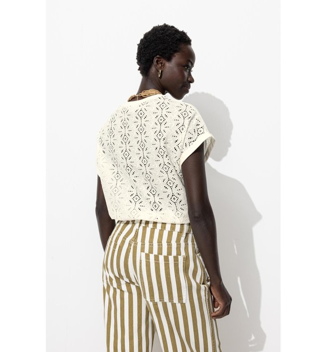 T-shirt Broderie Anglaise - Naturel Uni Clair
