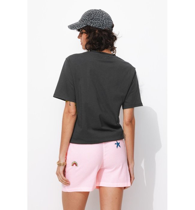 T-shirt à Message Femme - Gris Imprime