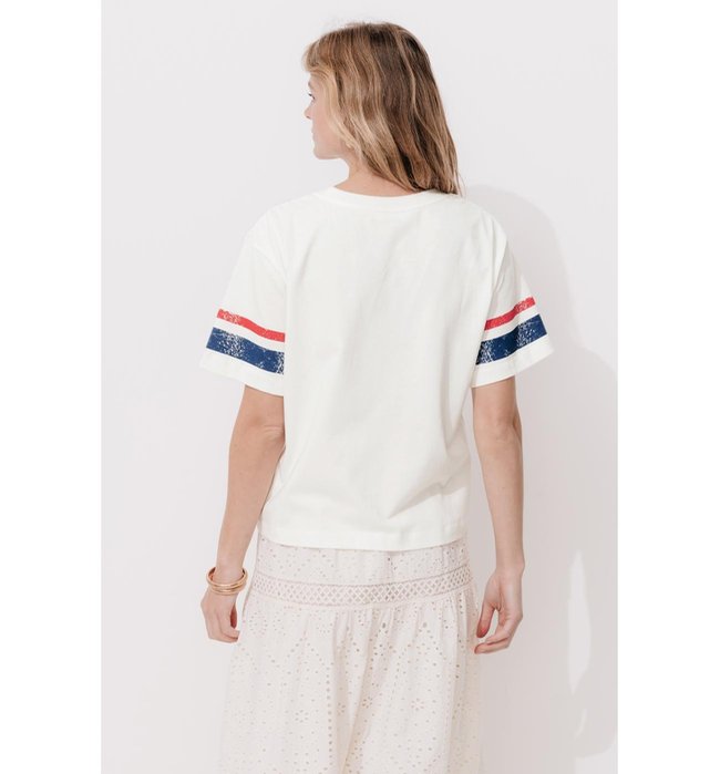 T-shirt Campus Oversize Femme - Naturel Imprime