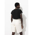 T-shirt à Manches Fantaisie - Noir Uni Fonce
