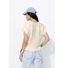 T-shirt Effet Dentelle Femme - Naturel Uni Clair