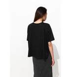 Women's Plain Flared T-shirt - Plain Dark Black