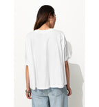 Camiseta mujer, un solo color, con vuelo, color natural, liso, claro