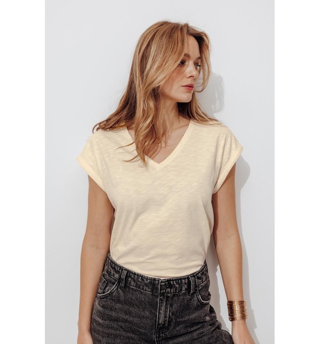 T-shirt Détail Brodé Dos - Blanc Uni Clair