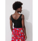 Débardeur Col V en Coton Femme - Noir Uni Fonce
