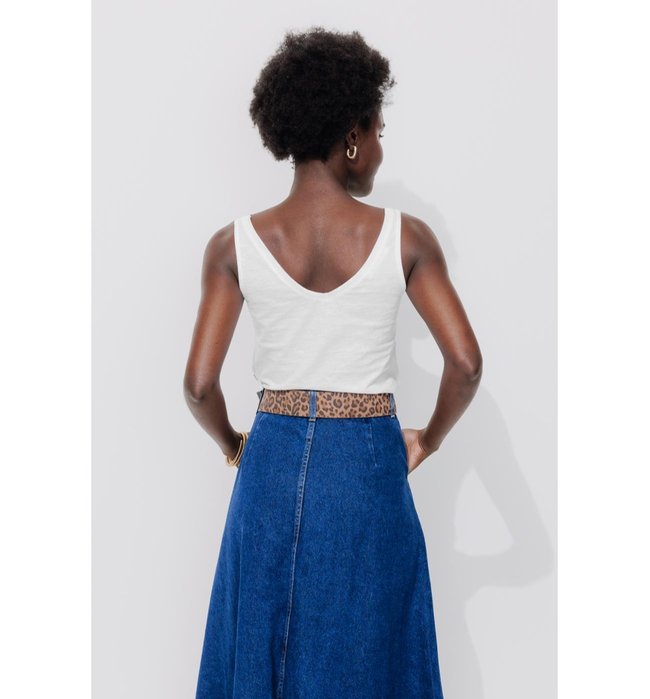 Débardeur Col V en Coton Femme - Blanc Uni Clair