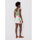 Débardeur Col V en Coton Femme - Kaki Uni Clair