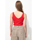 Débardeur Col V en Coton Femme - Rouge Uni Colore