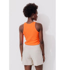 Débardeur Fluo en Coton Côtelé - Orange Uni Colore