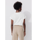 T-shirt Col Tunisien Femme - Blanc Uni Clair