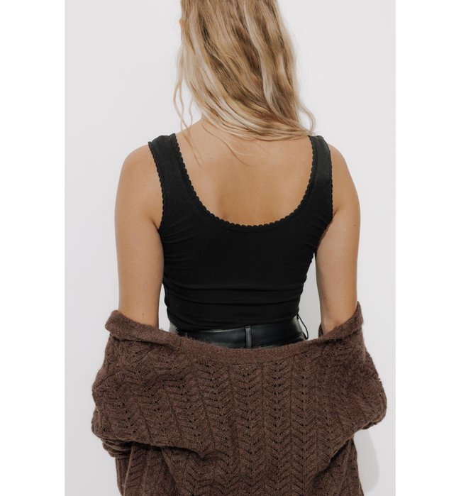 Chaleureusement Top Femme - Noir Uni Fonce