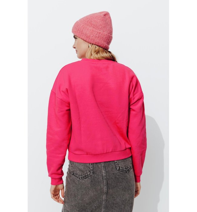 Sweat-shirt à Message Femme - Rose Uni Colore