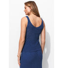 Top en Maille Filet Femme - Bleu Uni Colore