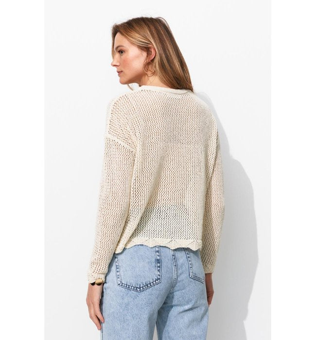 T-shirt en Maille Filet Femme - Naturel Uni Clair