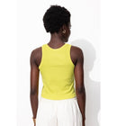 Crop Top Côtelé Femme - Jaune Uni Colore