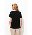 T-shirt Col V Femme - Noir Uni Fonce