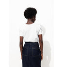 T-shirt Col V Femme - Blanc Uni Clair