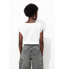 T-shirt Détail Dentelle Femme - Naturel Uni Clair