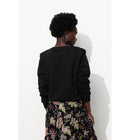 Sweat-shirt Épaulé Femme - Noir Uni Fonce