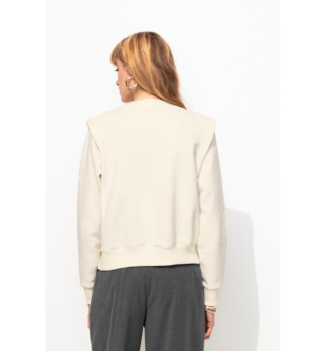 Sweat-shirt Épaulé Femme - Naturel Uni Clair
