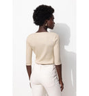 T-shirt Col Carré Femme - Naturel Uni Clair