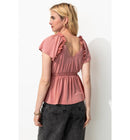 T-shirt à Volants en Jersey - Rose Uni Colore