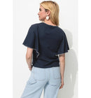 T-shirt à Manches Papillon - Bleu Uni Fonce