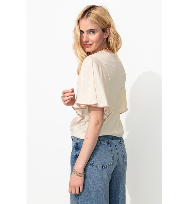 T-shirt à Manches Papillon - Naturel Uni Clair