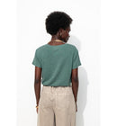 T-shirt en Lin Mélangé Femme - Gris Uni Fonce