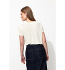 T-shirt en Lin Mélangé Femme - Naturel Uni Clair