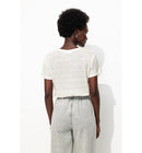 T-shirt en Lin Mélangé Femme - Naturel Raye