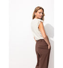 T-shirt Détail Dentelle Femme - Naturel Uni Clair