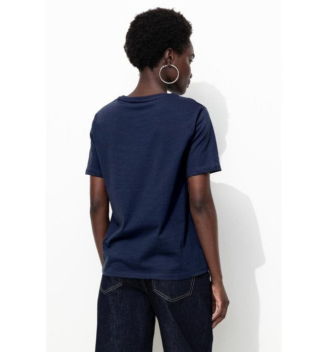 T-shirt Col Rond Éco-conçu - Bleu Uni Fonce