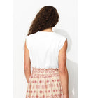 T-shirt sans Manches Côtelé - Naturel Uni Clair