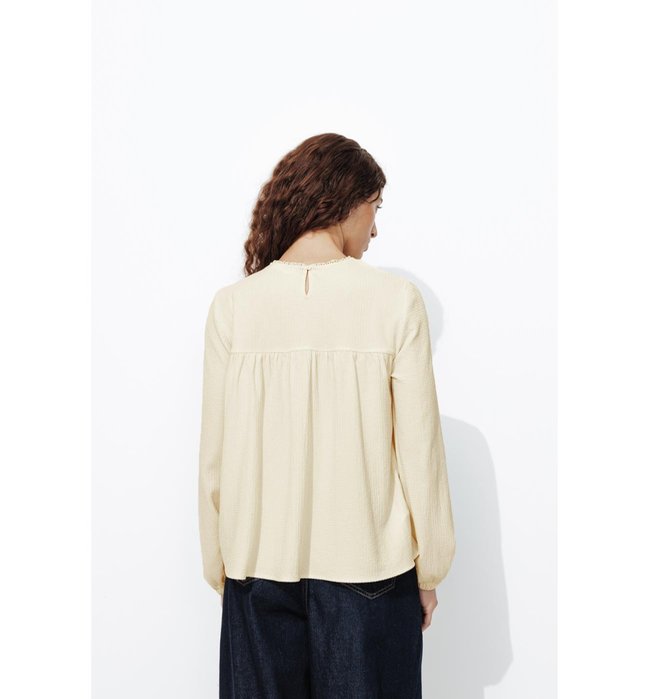 Blouse Brodée Femme - Naturel Uni Clair