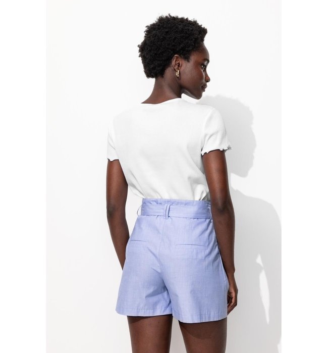T-shirt Col V Femme - Blanc Uni Clair