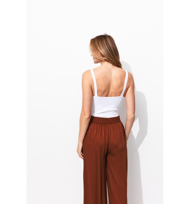 Body Côtelé à Bretelles Femme - Blanc Uni Clair