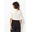 T-shirt Brodé Perlé Femme - Naturel Uni Clair
