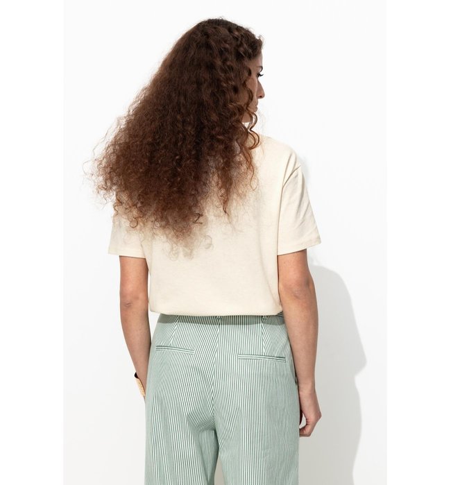 T-shirt Brodé Femme - Naturel Uni Clair