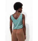 Débardeur Col V en Coton Femme - Vert Uni Colore