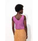 Débardeur Col V en Coton Femme - Violet Uni Colore