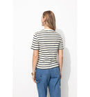 T-shirt Marinière Brodé Cœur - Bleu Raye