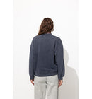 Sweat-shirt Uni Col V - Bleu Uni Colore