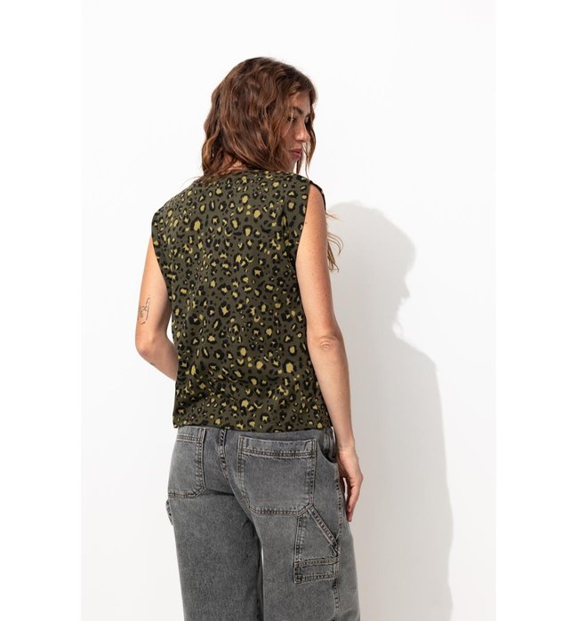 T-shirt Léopard Femme - Kaki Imprime