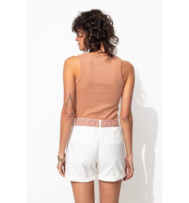 Débardeur Marcel Côtelé Femme - Rose Uni Colore