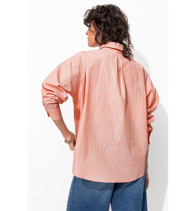 Chemise Rayée Oversize Femme - Rose Raye